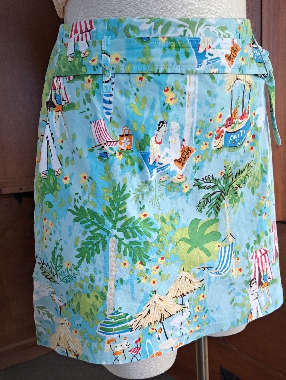 Larry Levine Tropical Cabana Beach Print Skort Size 6 - Picture 3 of 11